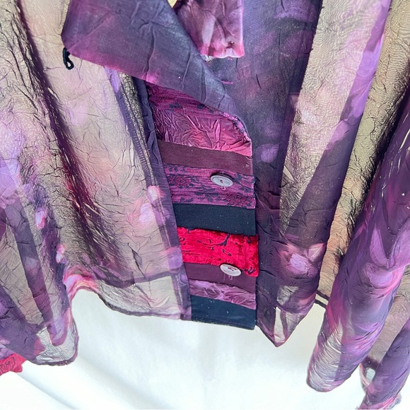 VTG1980s Donna Jessica size 3 Sheer Purple Cropped Long Sleeve Blouse - Picture 7 of 16